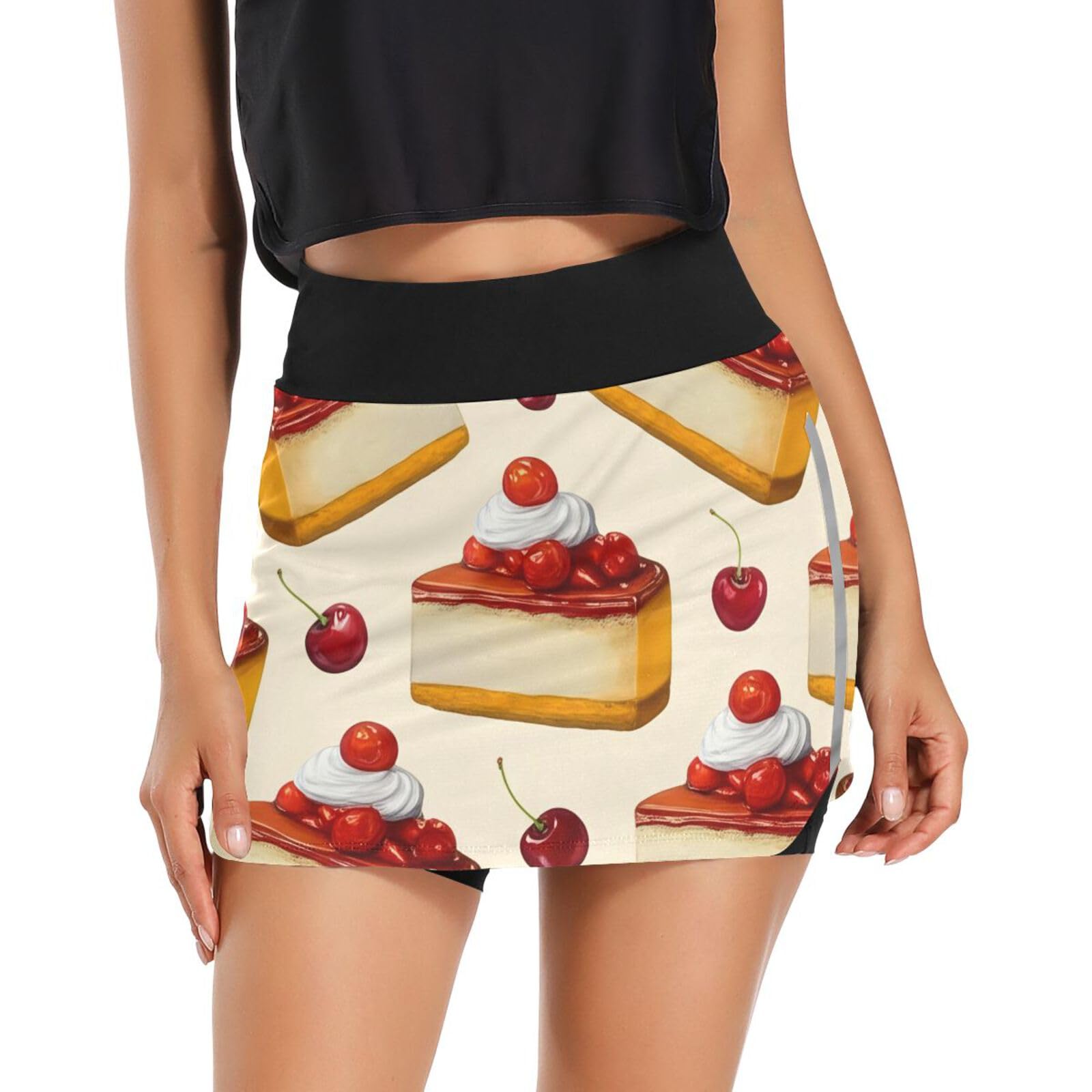 Topped Cheesecakes Tennis Skirt for Women High Waisted Athletic Golf Tennis Skorts Built-in Shorts with Pockets