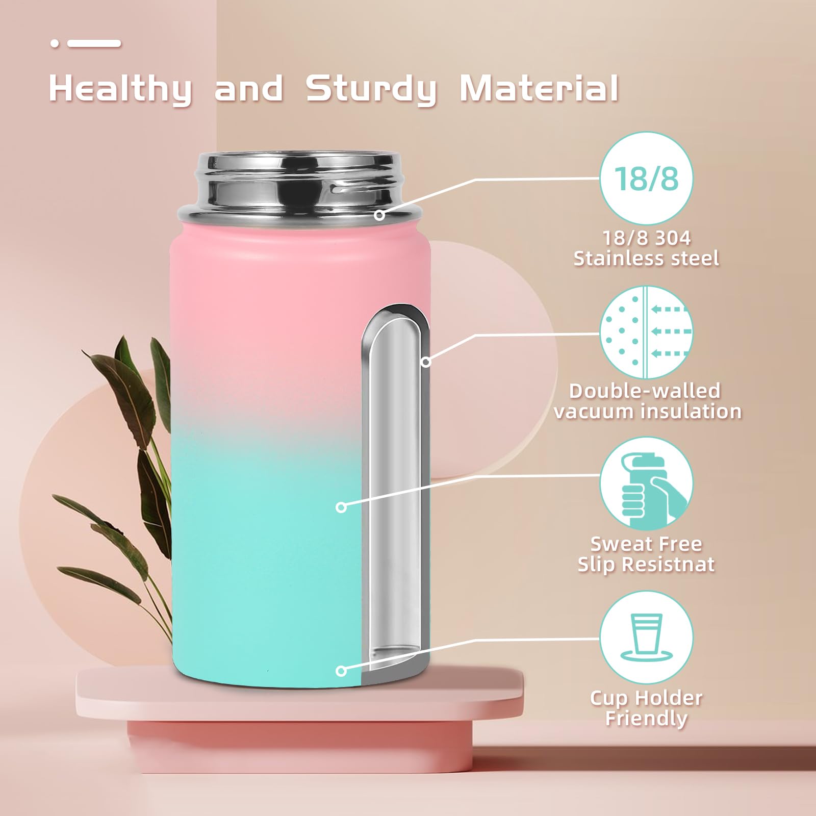 Volhoply 14 Oz Waterfles Met Rietjesdeksel En Siliconen Laars Bulk 2 Stuks, Roestvrij Staal Geïsoleerde Thermoskan Voor Jongens En Meisjes Multipack