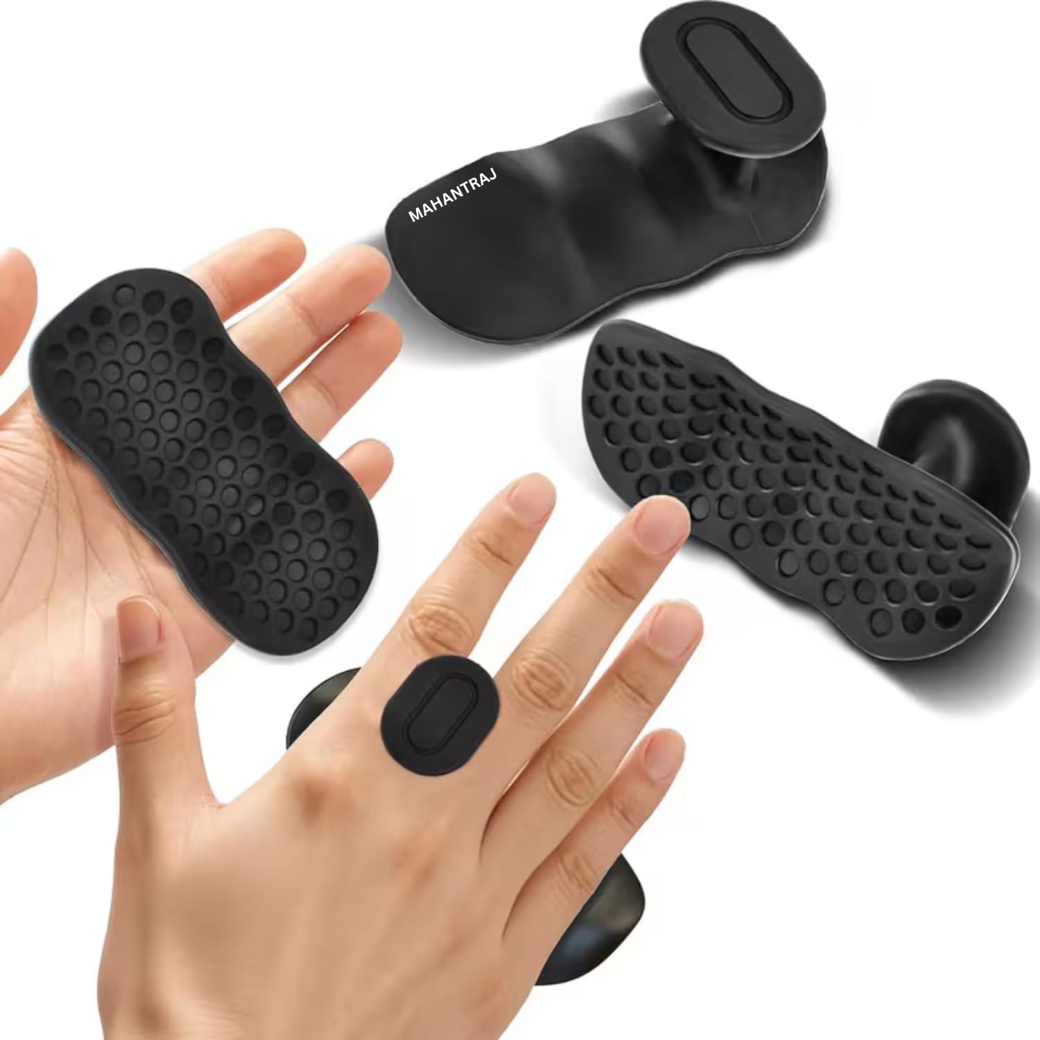 Anti-Slip Weight Lifting Grip for Men & Women – Rubber Lifting Hook Straps, Gym Gloves Palm Protection for Deadlift, Dumbbell & Barbell (Black)-image-13
