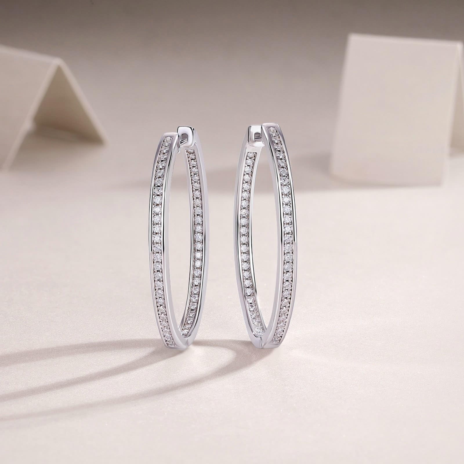 Kolczyki złoto 18K Au750 prawdziwe złoto biżuteria z okrągłym moissanit, wieczność Platinum PT950 Creole