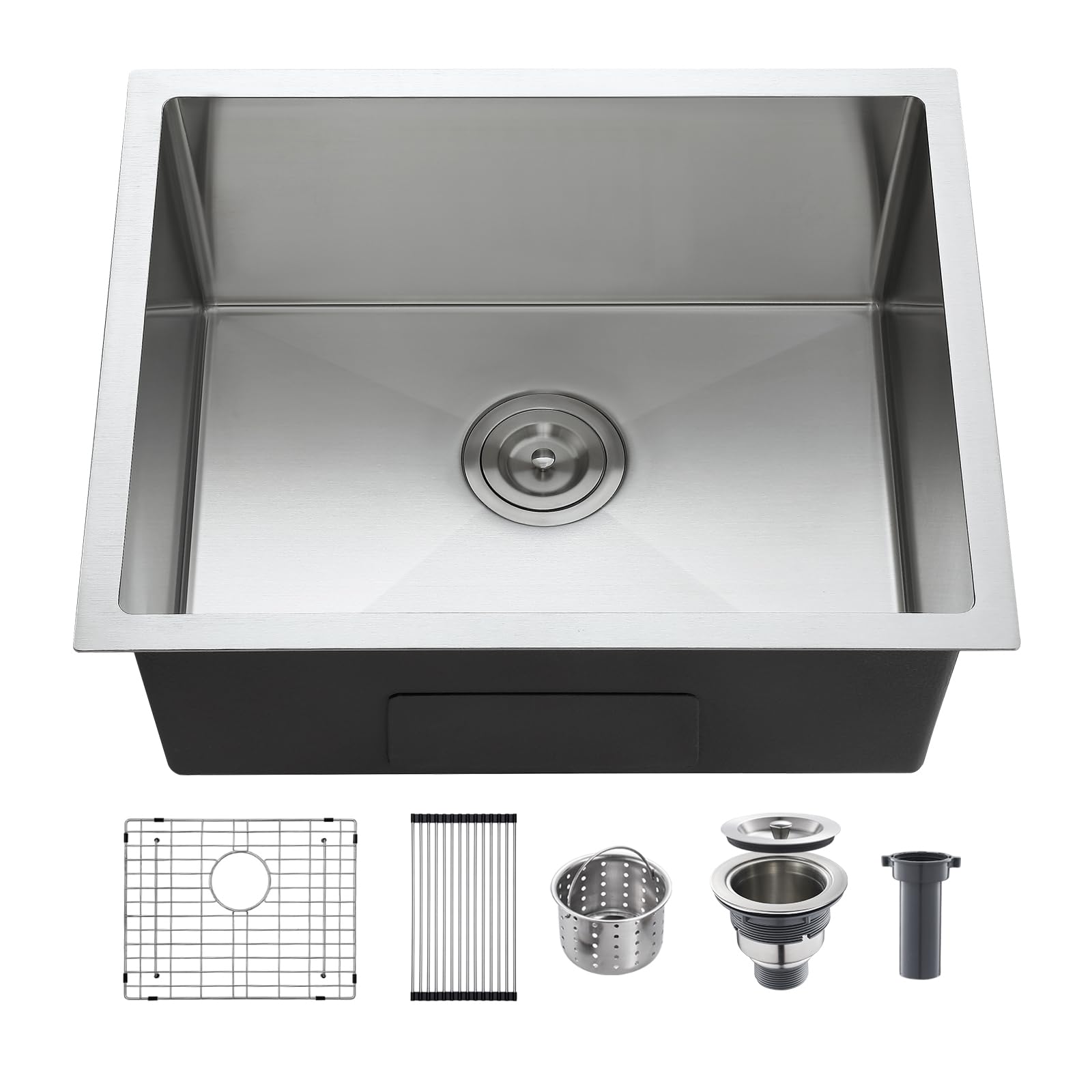 Évier de cuisine encastrable 50,8 cm en inox 304 avec grille pour bar et préparation