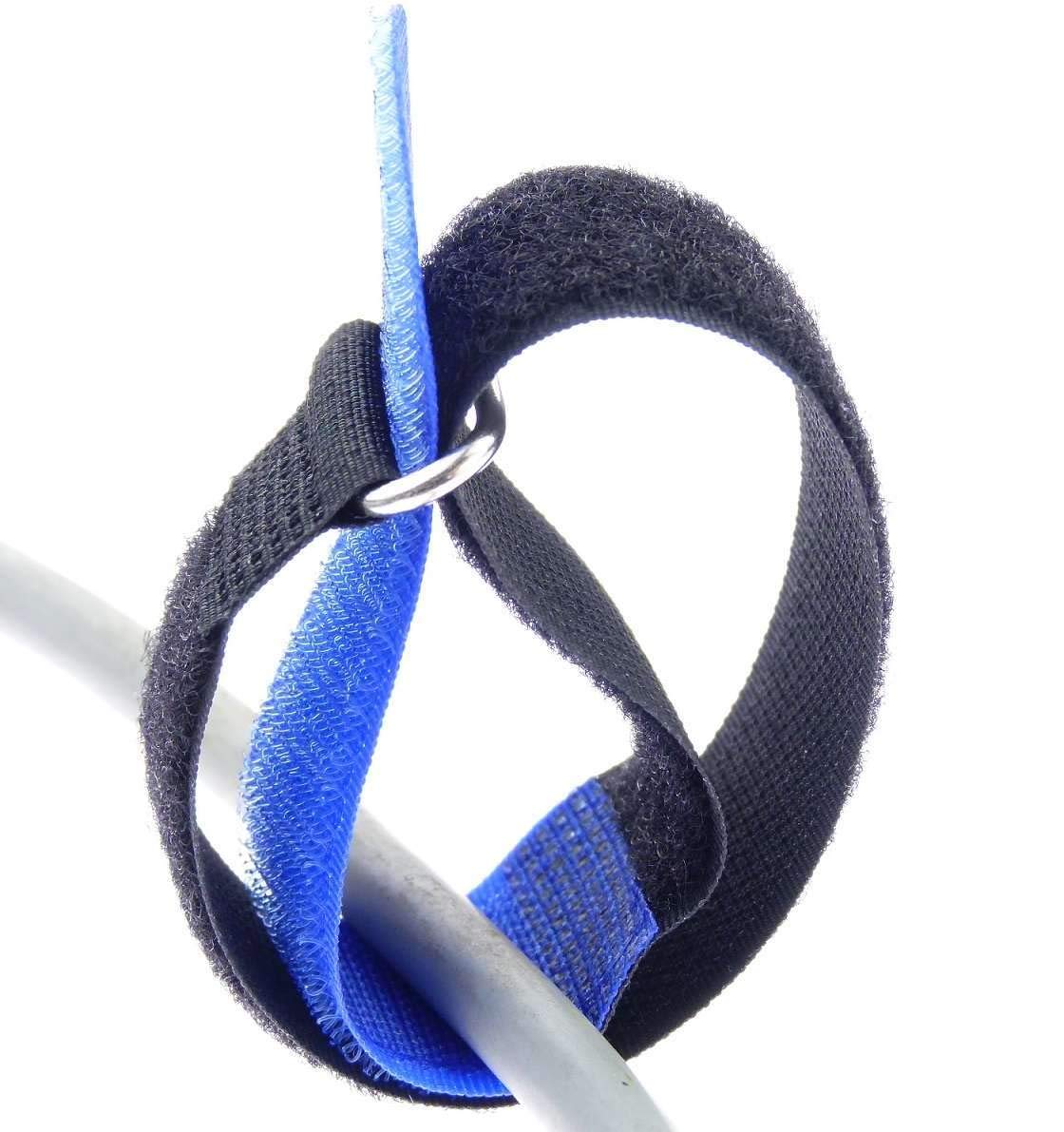 100x 40 cm x 40 mm wiederverschließbare Klett-Kabelbinder MEHRFARBIG mit Metall-Öse - Kabel-Klettband 400 mm wiederverwendbar