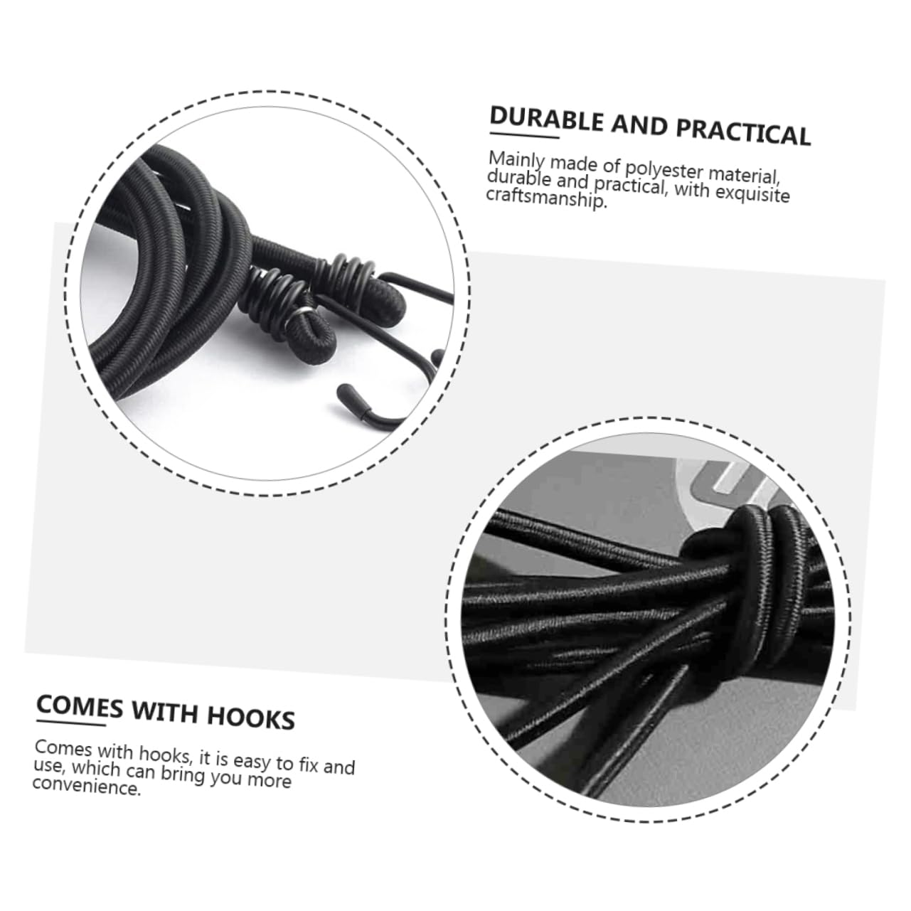LIFKOME 4pezzi Cordine Elastica Gancio Corda Elastica Resistenti per Fissaggio Tende Legare Bagagli Utilizzo all Aperto Facile da Trasportare e Riporre