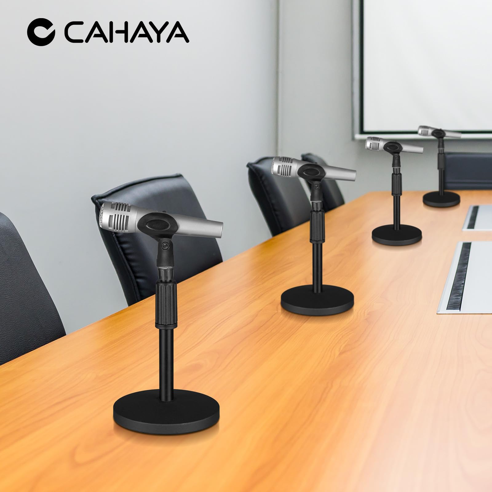CAHAYA Microphone Stand Desk Adjustable: Boom Arm Mic Stand Desktop with 2 Mic Clips Reinforced Metal Base Table Mic Mount with 3/8" to 5/8" Screw Adapter for Singing Performance Wedding Stage Black - Image 8
