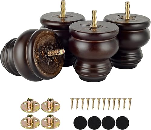 Miniatura 8 de Michanco Juego de 4 patas de moño sin terminar de 4 pulgadas para sofá, gabinete, otomano, muebles de madera