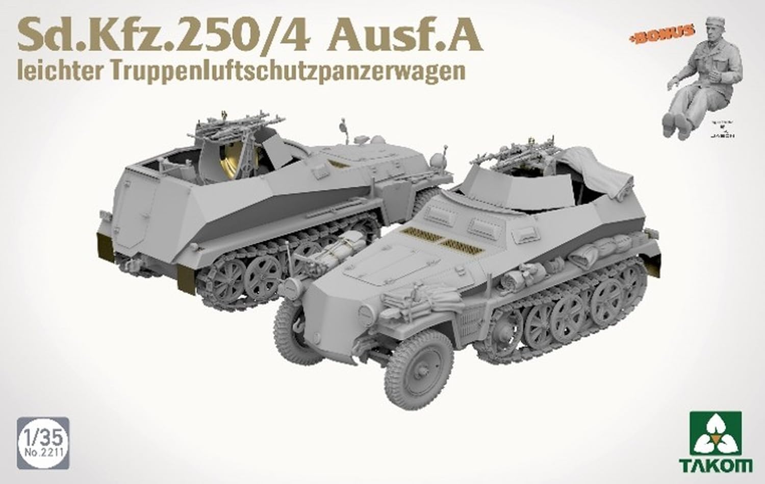 Tacom TKO2211 1/35 Sd.Kfz.250/4 typ A lekki do samolotu opancerzony pojazd transportowy model plastikowy