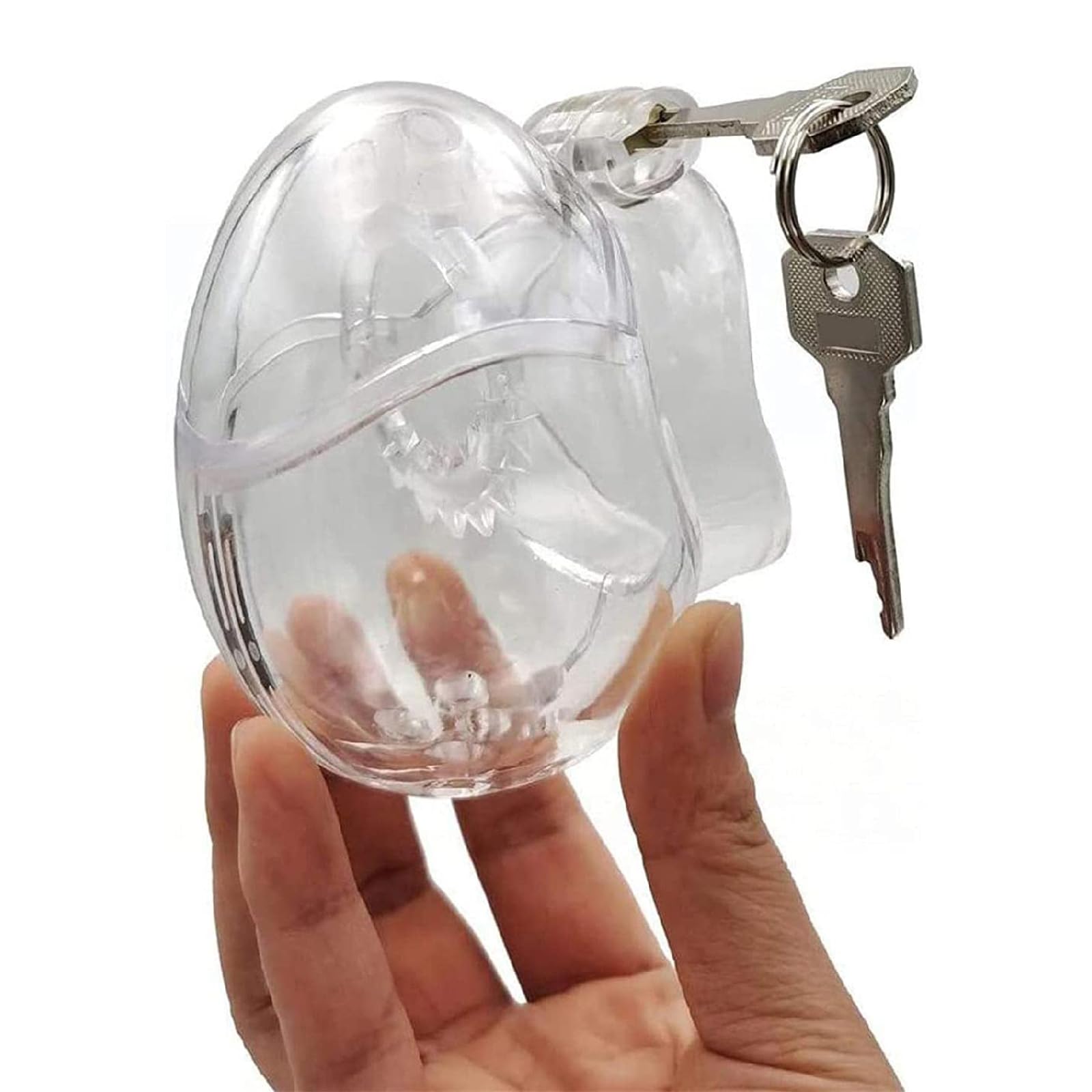 Chastity Belt for Men Plastic Transparent Penis Cage Chastity Cage with Anti-Off Ring Penis Testicle Full Bondage Cock Cage Penis Bridle Chastity Man,48mm