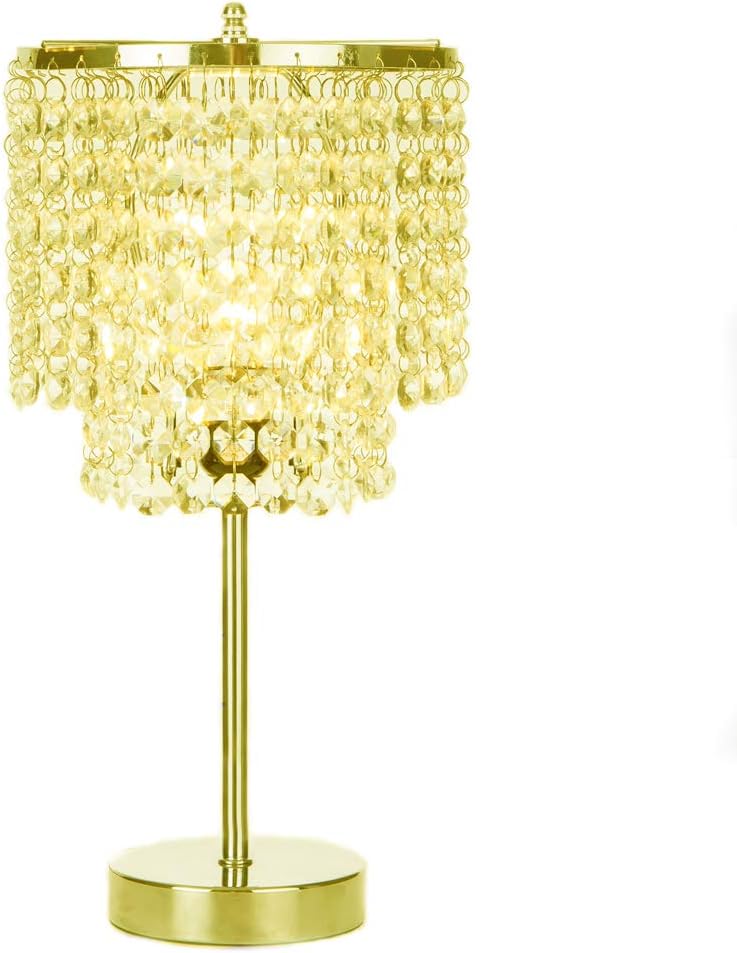 Wtape home Modern Design Clear Crystal Raindrop Beads Lampshade Metal Base Crystal Table Lamp,Crystal Silver Table Lamp Beside Lamps for Bedroom Living Room