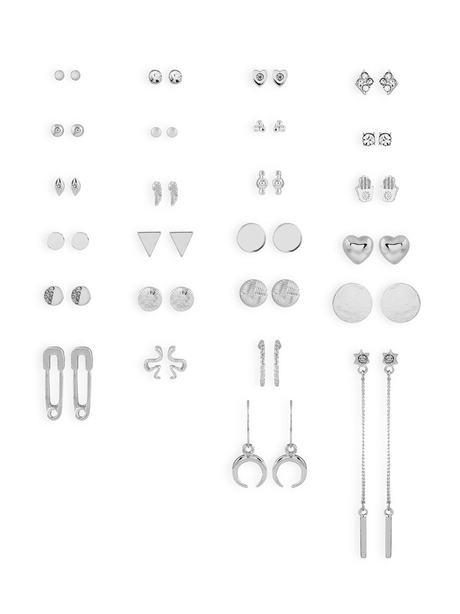Zaveri Pearls Silver Tone Set Of 25 Contemporary Studs, Drop & Hoop Earrings For Women-ZPFK17714 (B0CXTJ4HW9) Amazon Price History, Amazon Price Tracker