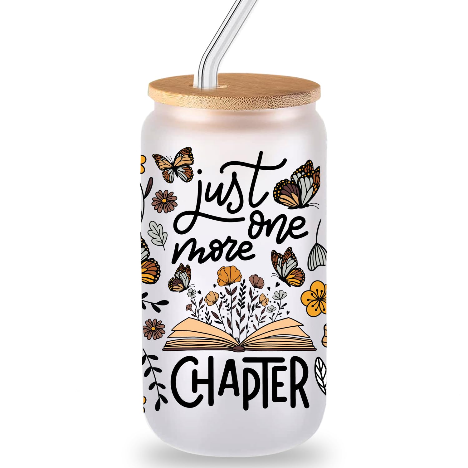 Book Lovers Gifts,Gifts for Book Lovers,Gifts for Readers,Gifts for Book Lovers Women,Birthday Gifts For Woman, Friends-Just One More Chapter Glass Cup Book Gifts