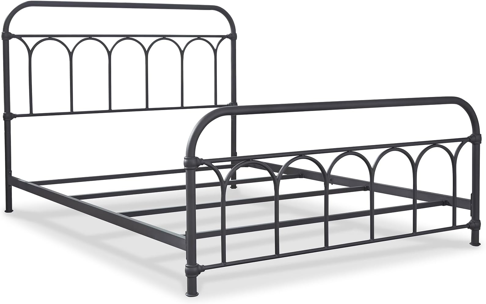 Signature Design by Ashley Nashburg Farmhouse Industrial Queen Metal Bed with Powdercoated Finish, Matte Black