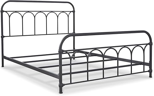 Miniatura 11 de Signature Design by Ashley Nashburg Industrial Farmhouse - Cama de metal, matrimonial, negro mate
