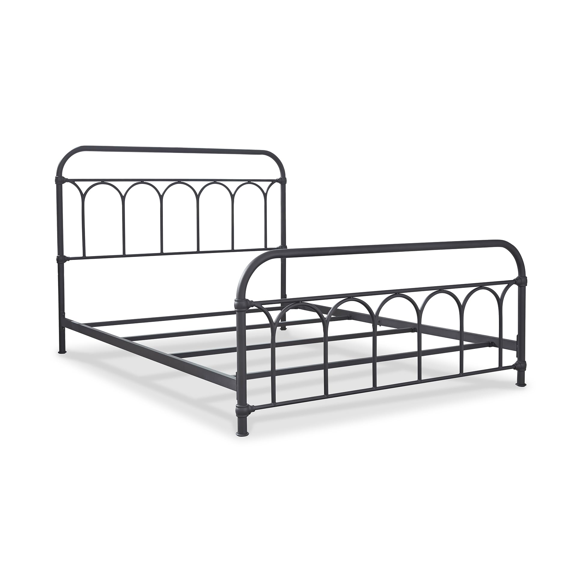 Signature Design by Ashley Nashburg Farmhouse Industrial Queen Metal Bed with Powdercoated Finish, Matte Black
