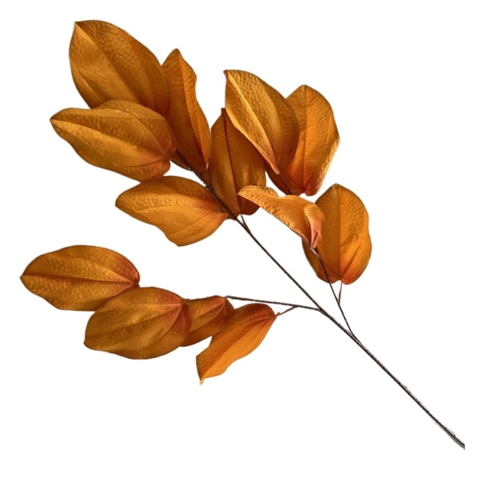 1PC Simulated Leaf Branch Green Plants Fake Flower Hotel Decor Bread Leaves Artificial Plant Garden Decoration(Orange)