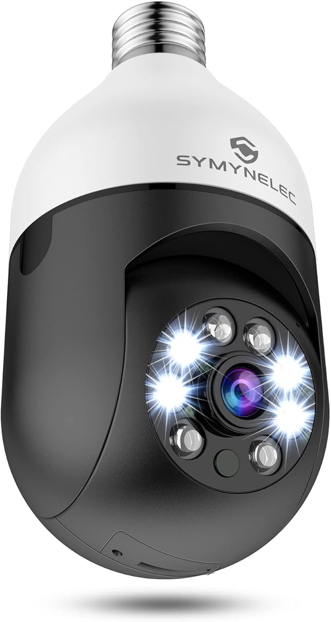 Light Bulb Camera, SYMYNELEC 355 Degree Pan/Tilt Panoramic IP Security