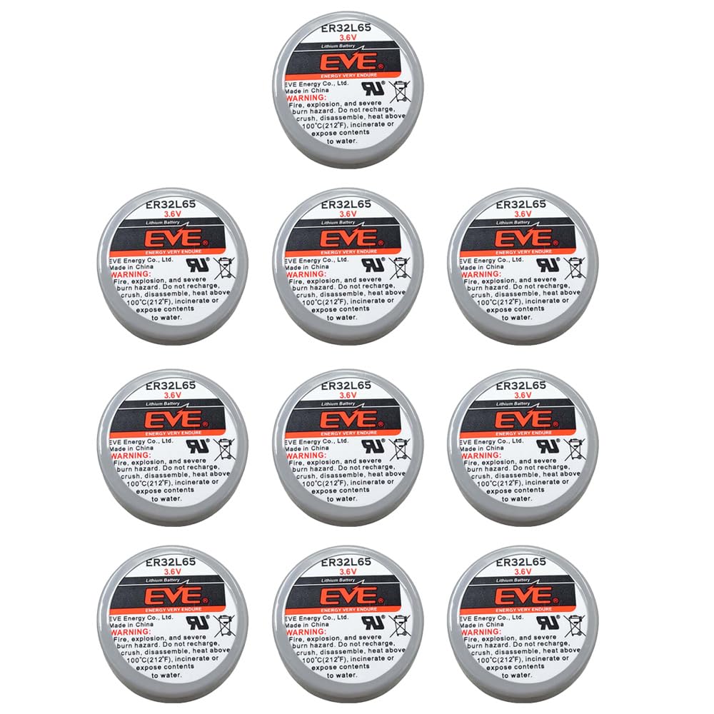 MEELER 10 Pcs ER32L65 3.6V 1000mAh Lithium Battery with Nickel Pins for Smoke Alarms Carbon Monoxide Detectors Intrusion Sensors and So On