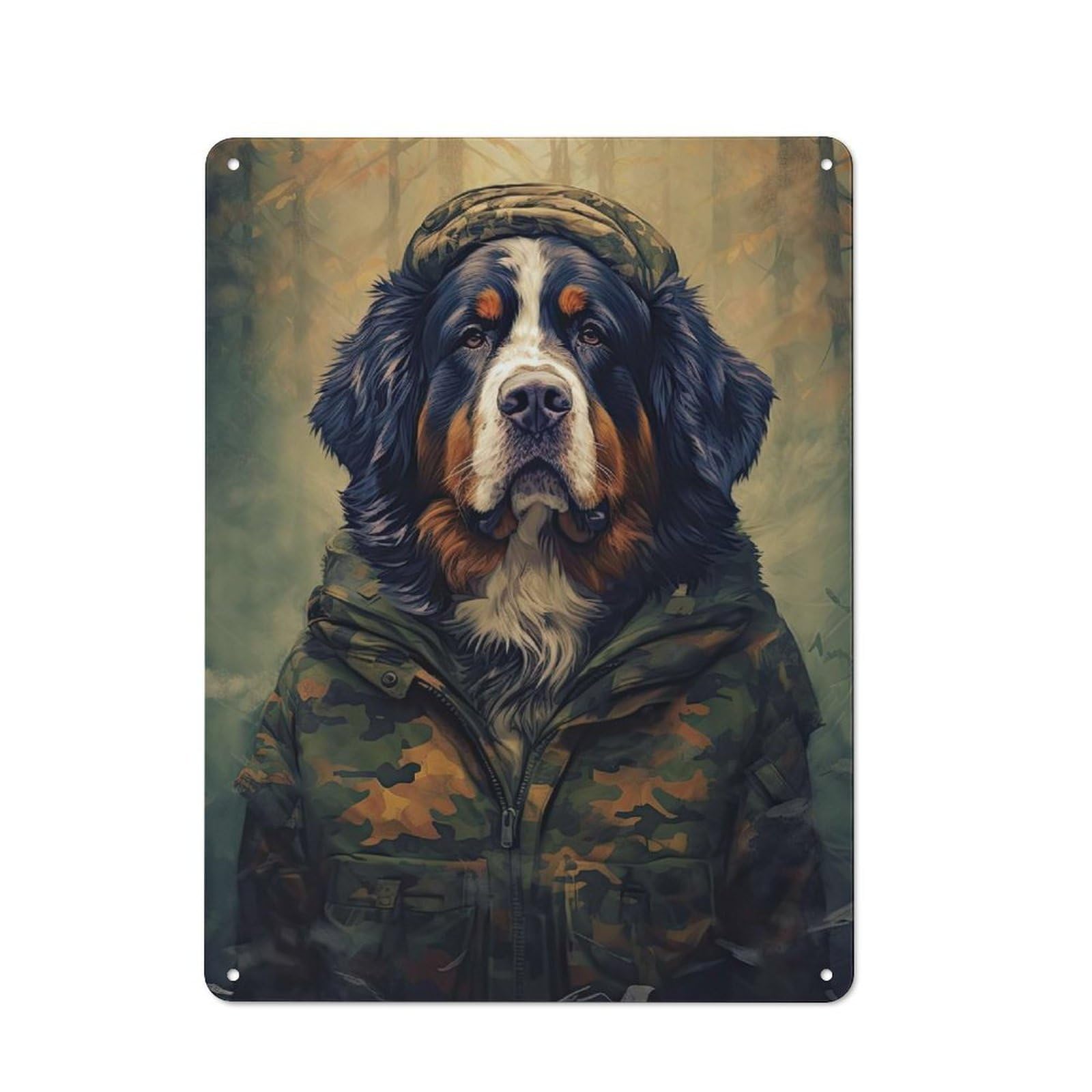 Junmoney Style-16 Metal Plaque With Bernese Mountain Dog Camo Design 40X30cm, Cosy Diner Style Decor For Coffee Bar, Kitchen, Bistro Or Tea Corner