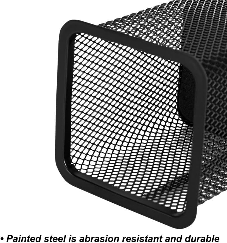 Image of Metal Mesh Pen Stand for Office & Home Desk | Black Stationery Holder Organizer for Pens, Pencils, Markers, Makeup Brushes | Durable Round Wire Mesh Pen Stand (Pack of 1) (Square Black)