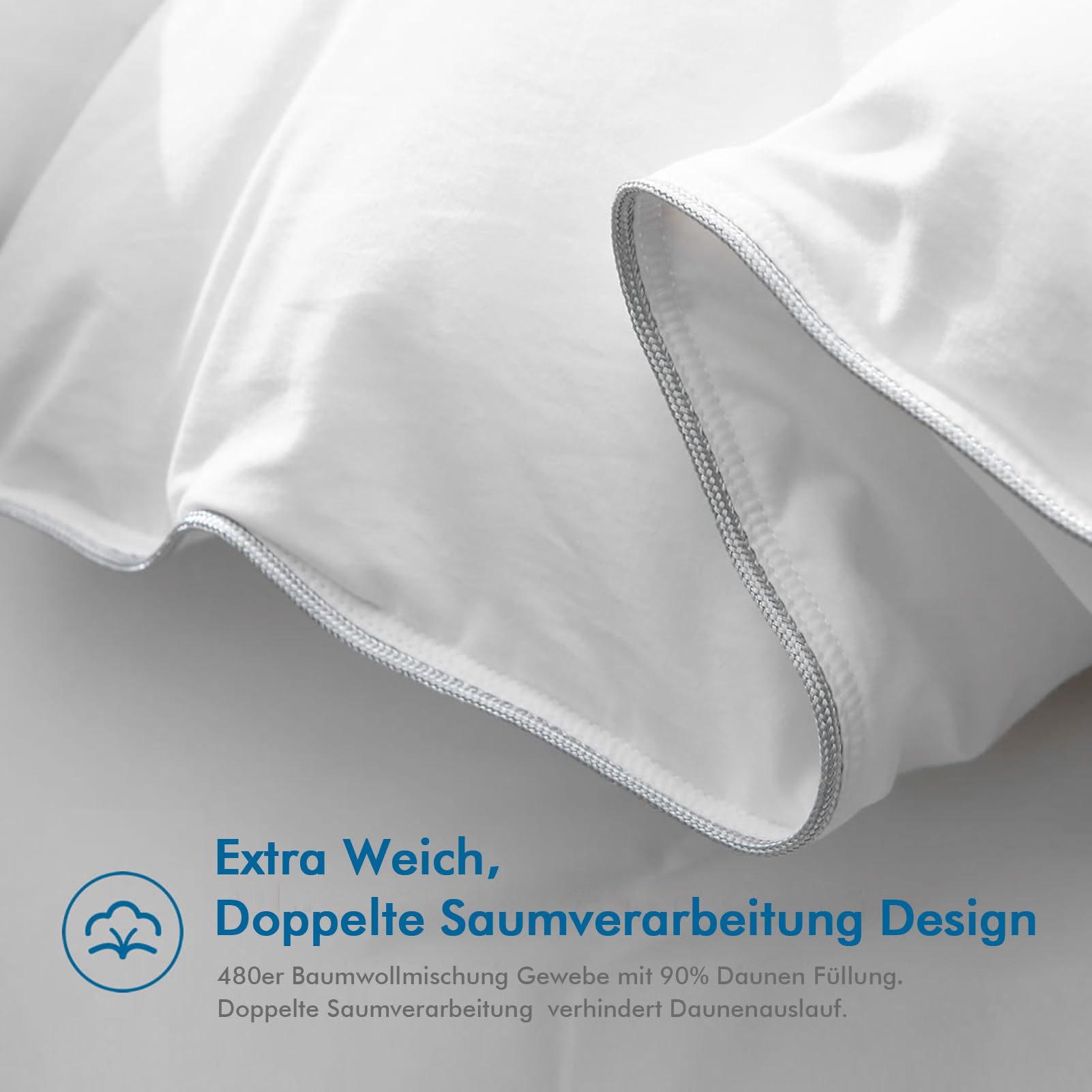 Dafinner Ganzjahres Daunendecke, Luxus-Daunendecke 200 × 200 cm | 90 % Daunen, mit einem Baumwollbezug, der den Oeko-Tex- und RDS-Standards entspricht, atmungsaktiv und pflegeleicht