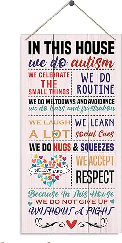 Miniatura 7 de Letreros de autismo, placa decorativa de madera colgante de madera, letrero de puerta de autismo de granja, aceptación de autismo, placa decorativa