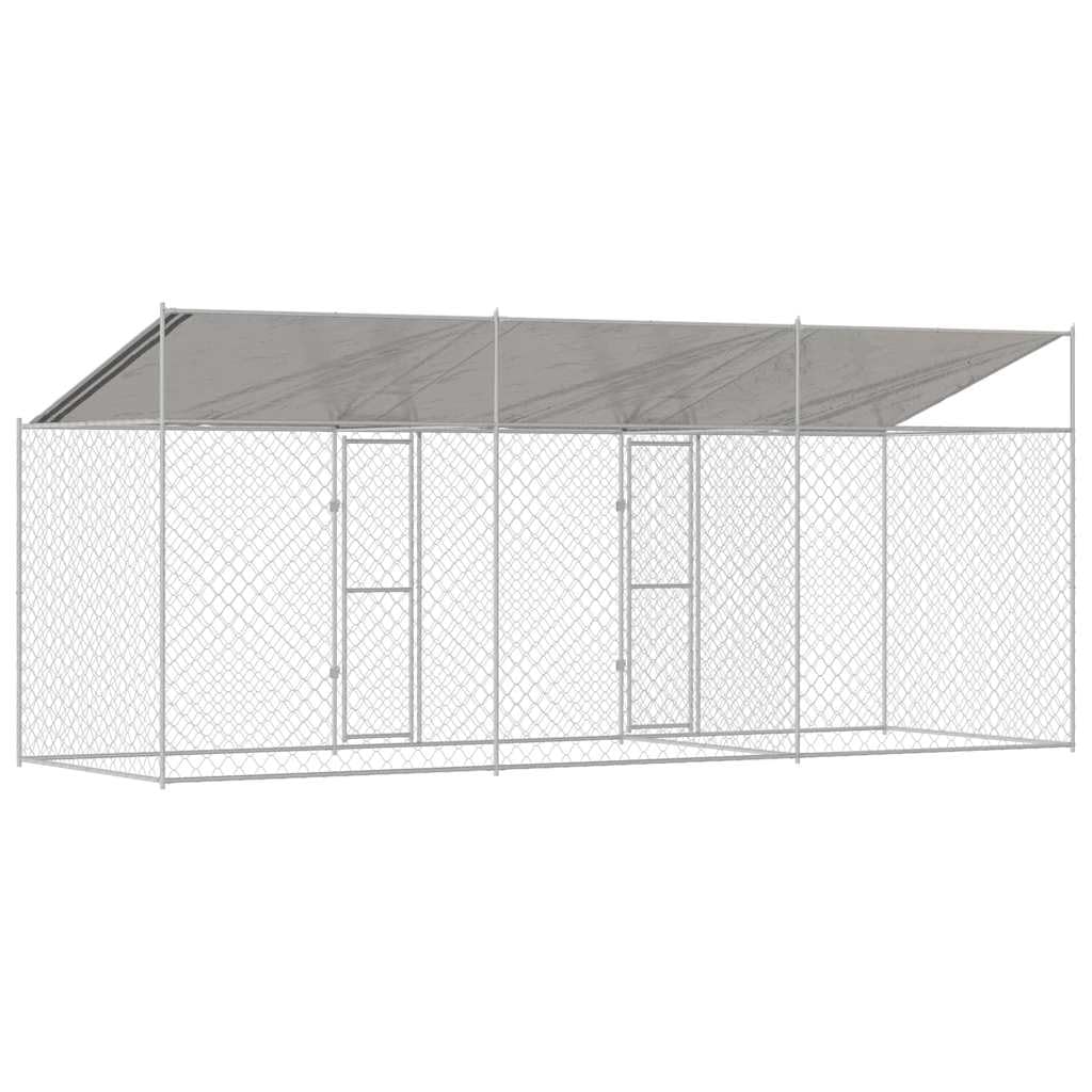 Klatka dla psa ze srebrnym dachem 600 x 200 x 256 cm