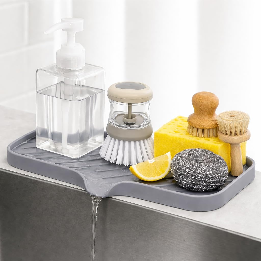 Bitutan Kitchen Sink Organiser & Soap Holder – Multi-Purpose Sink Organizer for Kitchen Basin | Kitchen Soap Stand for Sink, Sponge Tray & Dish Soap Rack Tools | Organiser for Kitchen Counter
