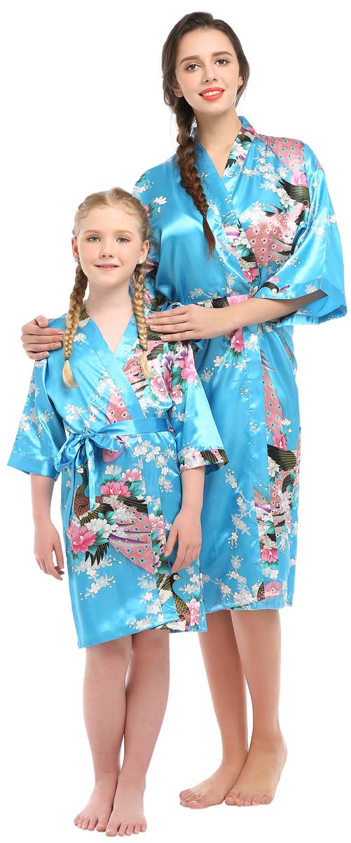 ARTMINE Mommy and Me Robes Silky Kimono Bathrobe Soft and Comfortable Casual Homewear