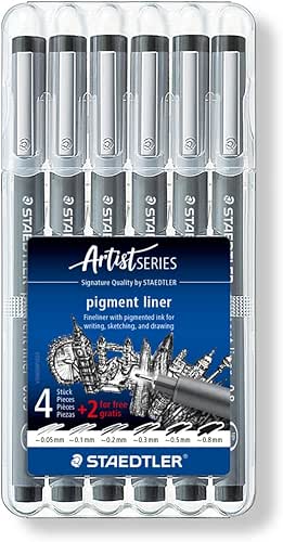 STAEDTLER Pigment Liner Bonus Sketch Set of 6 Liners for