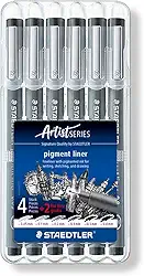 Canetas para Desenho Técnico Artístico, Staedtler, Pigment Liner, 6 Unidades