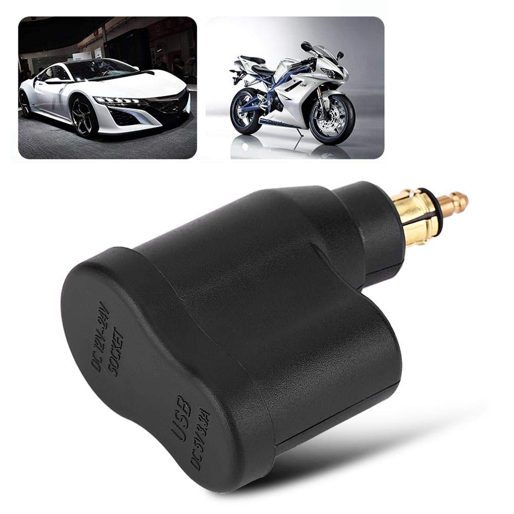 Nikou Caricabatterie per moto Adattatore di alimentazione Accendisigari 12-24V 3.3A Compatibile con spina DIN Hella