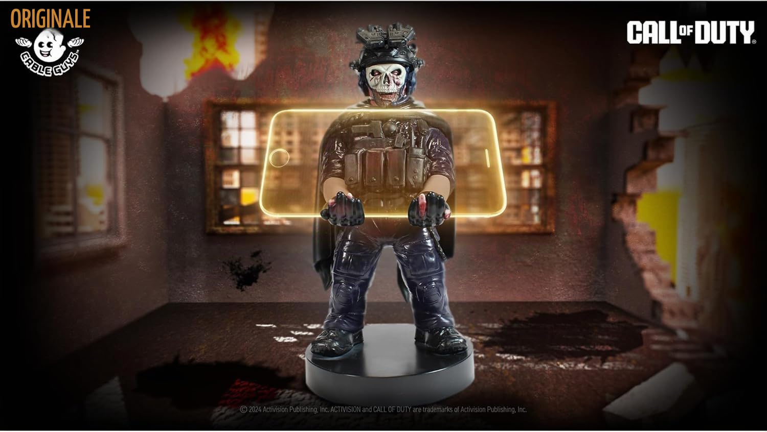 Exquisite Gaming: Call of Duty: Zombie Ghost - Controller originale Cable Guys e supporto per telefono, supporto per dispositivo da collezione, personaggio con licenza ufficiale