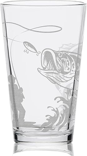Vaso de cerveza grabado The BIG FISH. Gran idea de regalo para entusiastas de la pesca, ríos, lagos, estanques, amantes de la naturaleza y