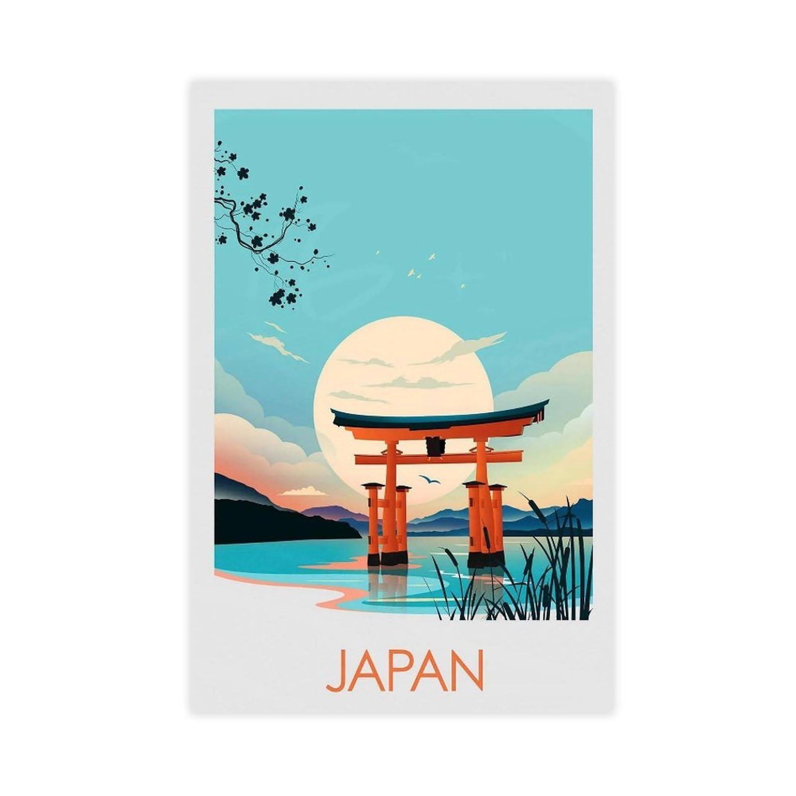 Qogdaf Japan Travel Torii Gate Canvas Poster Bedroom Decor Landscape Office Room Decor Gift 08X12inch(20X30cm)