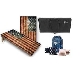 Tournament Grade Tailgating Pros Regulation Cornhole Boards Flag Set - Includes 8 Bean Bags, Carrying Cases, and 4'x2' Corn Hole Toss Game