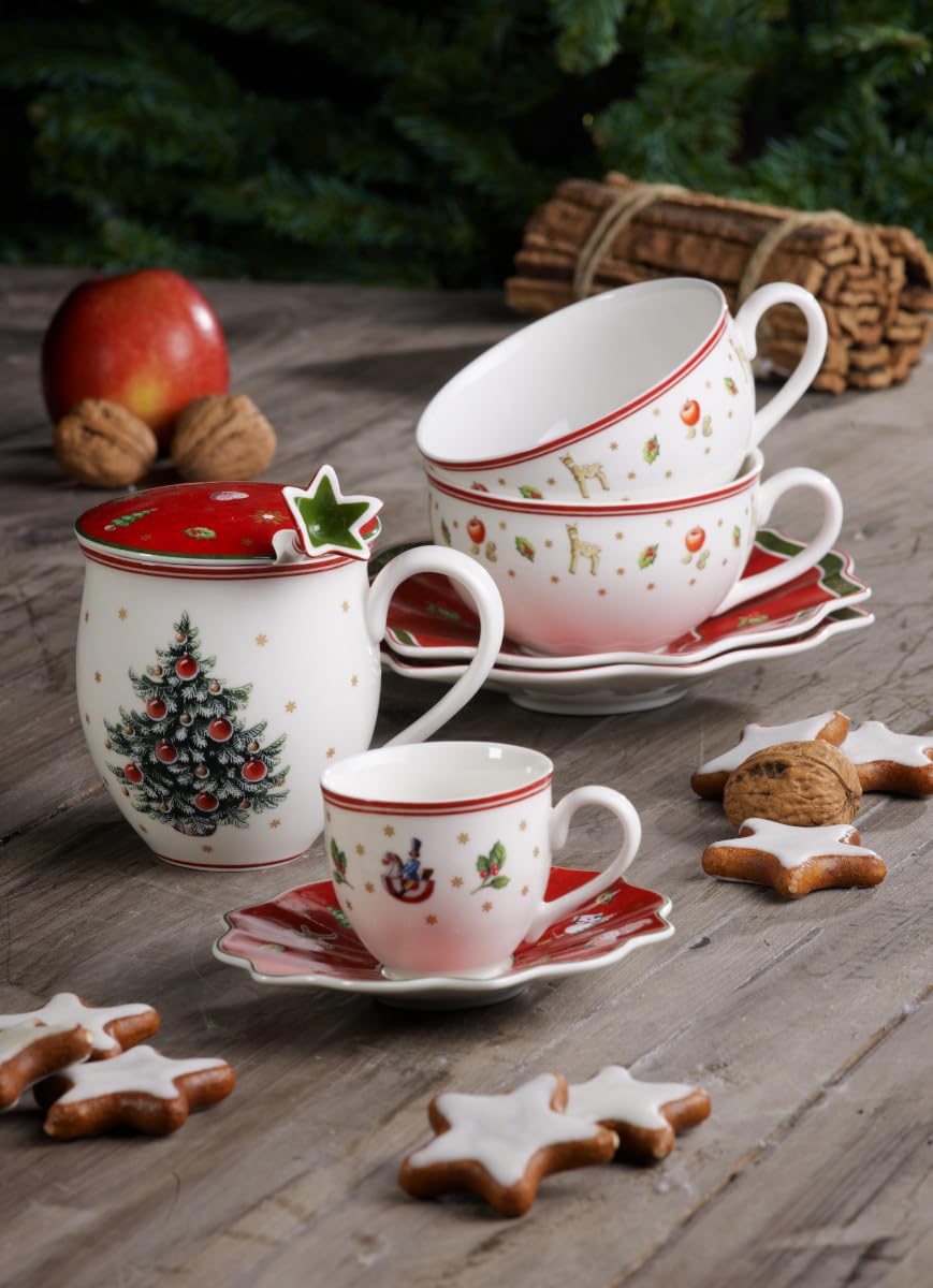 Villeroy & Boch Filiżanka do kawy/herbaty, spodek, twarda porcelana, biały/czerwony, 22 x 16 x 8 cm