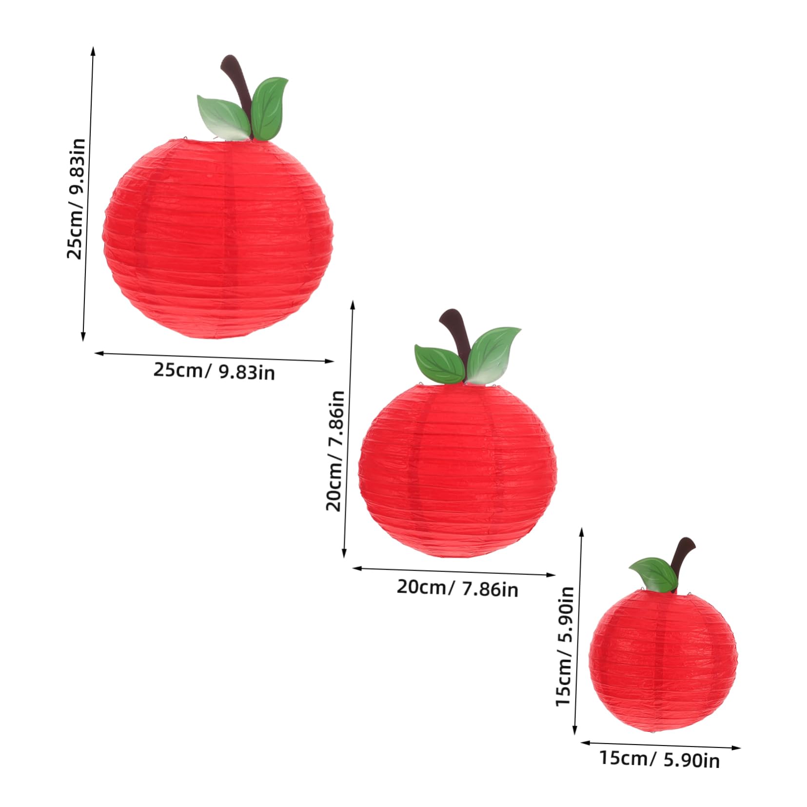 Zerodeko 6pcs Red Apple Shaped Paper Lanterns Versatile Back to School Decor Fruit Themed Party Hanging Decorations for Classroom and Birthday Celebrations