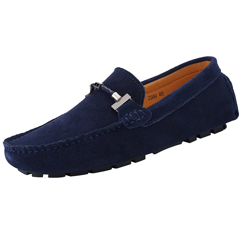 Jamron Hombres Elegante Hebilla Mocasines Comodidad Ante Zapatos de Conducir Estiloso Pantuflas
