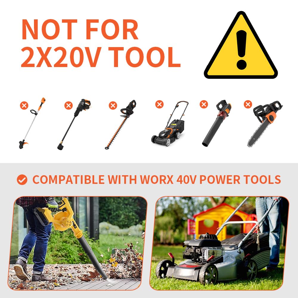 Powilling 40V 3.5Ah Lithium Battery & Charger For Worx WA3580 WG180 WG280 WG380 WG580