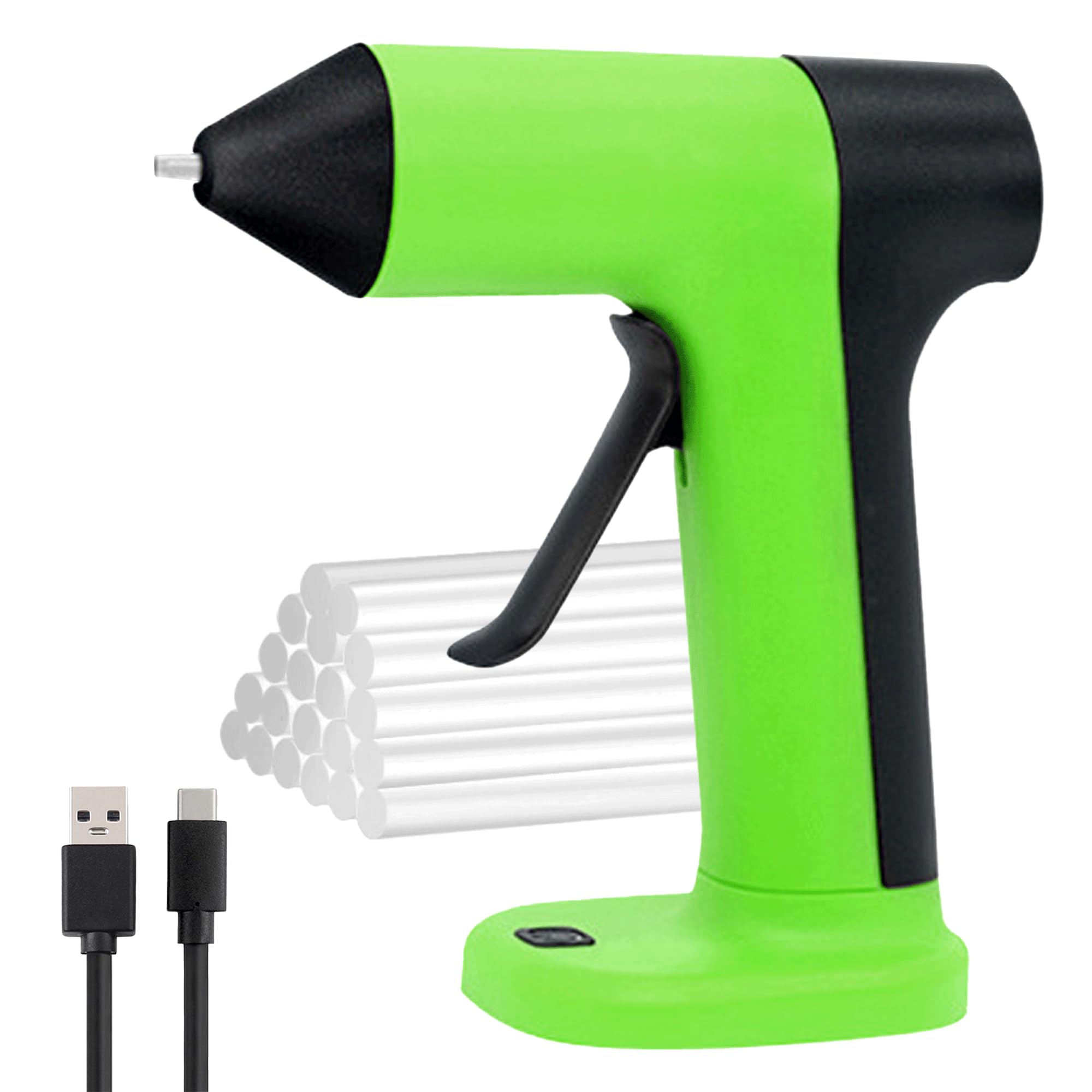 Cordless Hot Glue Gun 4V, Rapid 40s Preheat with 20 Premium Glue Sticks 2000mAh Type-C Rechargeable, DIY Crafts, Home Repairs, and Gift Making，Green
