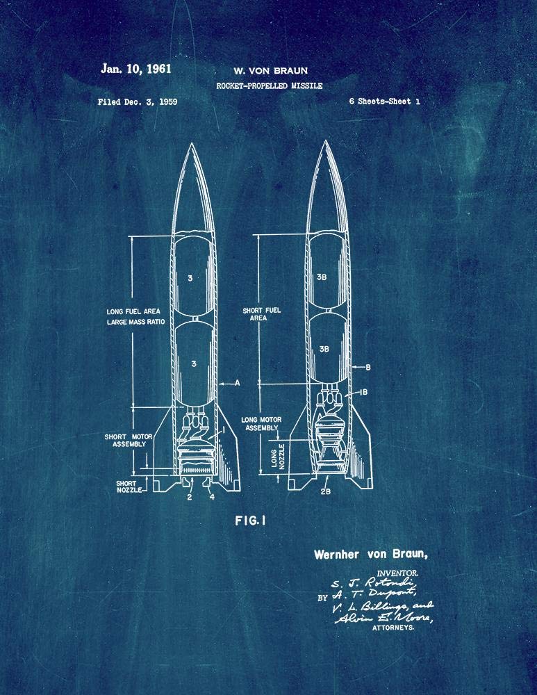 Rocket-propelled Missile Patent Print Midnight Blue (8.5" x 11") M10418