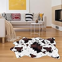 Vista 5 de Sgizoku Alfombra con estampado de vaca, 3.6 x 2.5 pies, alfombra de piel de vaca sintética, bonita alfombra de área divertida, decoración