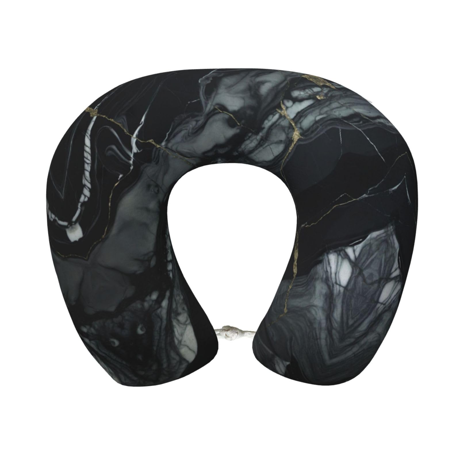 peiyeety Black Marble Print Custom U-Shaped Pillow,Memory Foam Cervical Neck Travel Pillow,for Home,Camping,Travelling