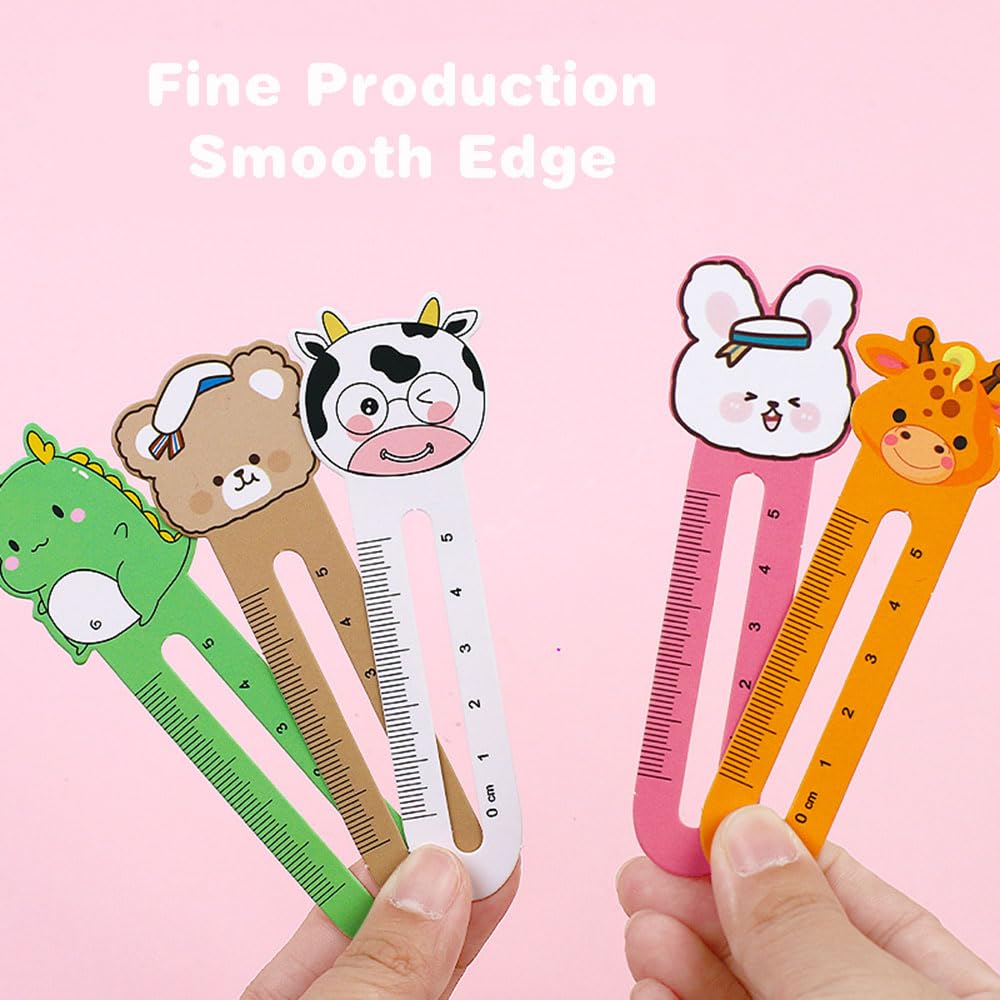 100 Pieces Cute Animal Bookmarks for Kids with 10 Different Kawaii Animal Patterns Reading Ruler Style Bookmarks Bulk Page Markers for Women Kids Students Book Lovers Gift School Home Office Supplies - Image 5