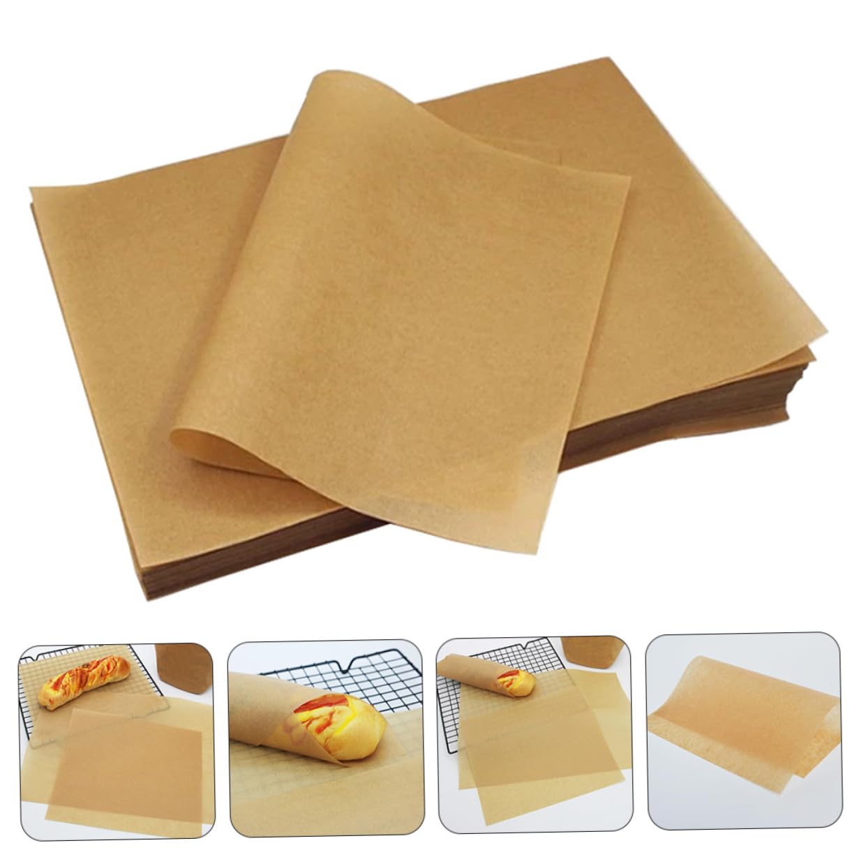 Veemoon Carta da Forno Alimentare 30x40 Cm in Carta Kraft Naturale, 100 Fogli per Cucina, Barbecue e Dolci, Resistente Alte Temperature, Uso Professionale per Panetterie e Ristoranti