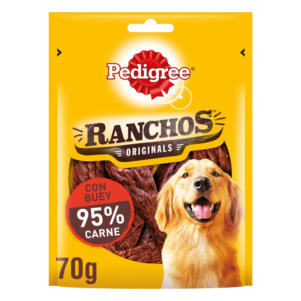 Pedigree Ranchos Snack para Perro, Sabor Ternera (Pack de 7 x 70g)