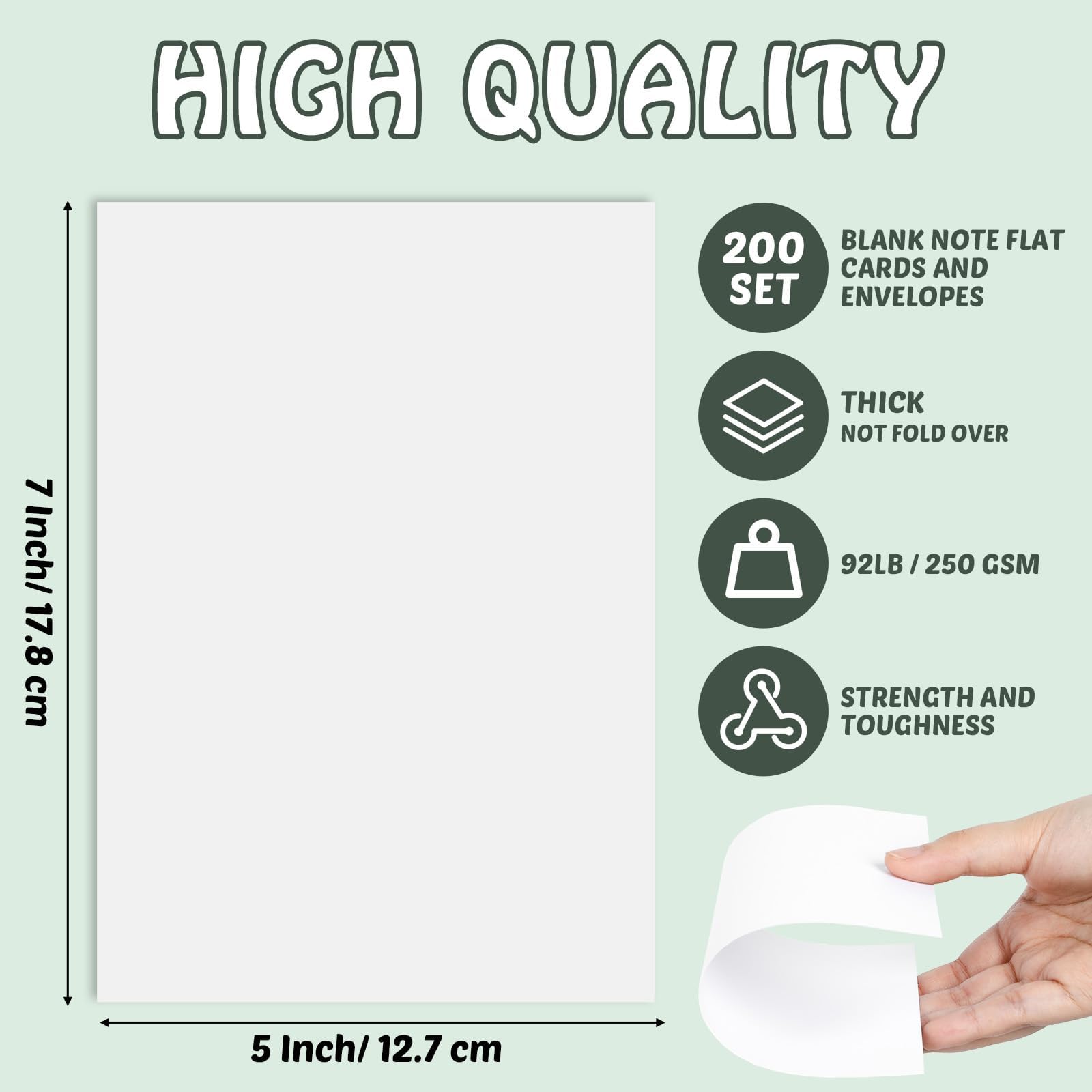 gisgfim Lot de 200 cartes et enveloppes vierges imprimables en papier cartonné et enveloppes A7 auto-adhésives non pliées en papier cartonné épais blanc avec enveloppes, kit d'invitations de mariage