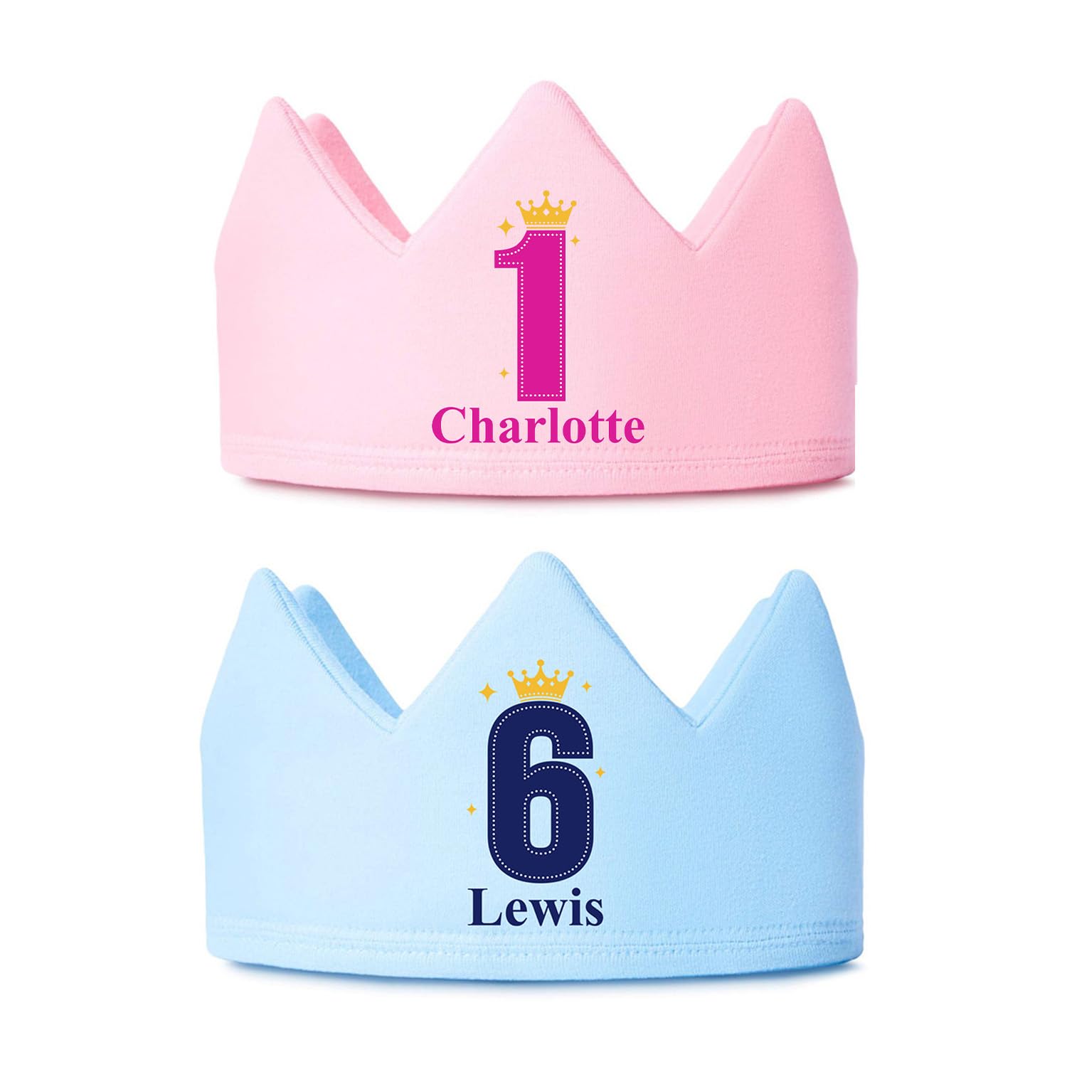Hoolaroo Personalised Birthday Crown - Age 1-6 First Birthday Party Hat with Name - Toddler Party Crown for Boy or Girl 1st 2nd 3rd Light Blue