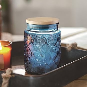 ガラス　キャニスター　シャビーシック　ディスプレイ　匿名発送 Amazon｜ANSQU ブルーガラスキャニスター 2個パック