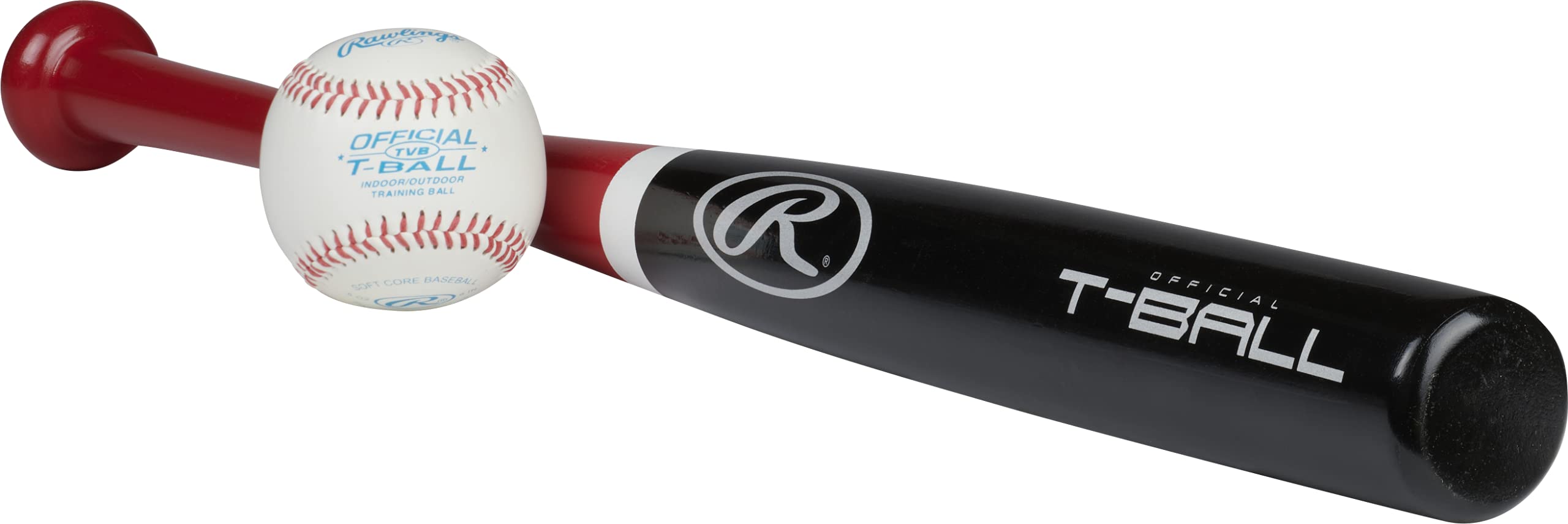 Rawlings Ash Wood T-Ball Bat/Ball Combo, Black