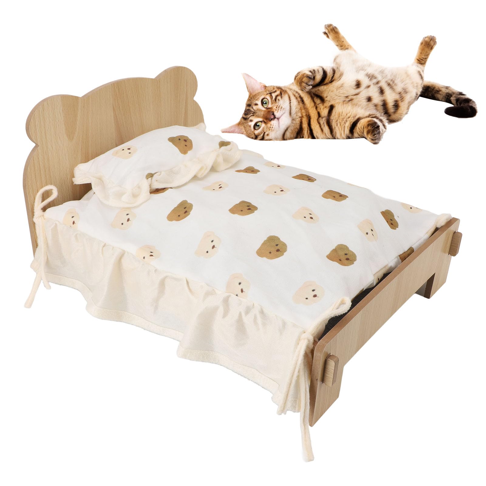 Acouto Struttura per Letto a Castello per Cani Letto a Castello per Cani Grande con Struttura in Legno, Lettino Rialzato per e Gatti, Cuscino Rimovibile e Fodera per il Massimo Comfort